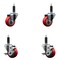 Service Caster 3'' Red Poly Wheel Swivel 1'' Expanding Stem Caster Set 2 Brakes, 4PK SCC-EX20S314-PPUB-RED-2-TLB-2-1 - alternate 1